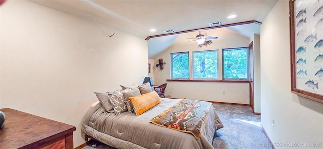 117189 S 4238th Rd, Eufaula, OK 74432 - carpeted bedroom featuring vaulted ceiling and recessed lighting