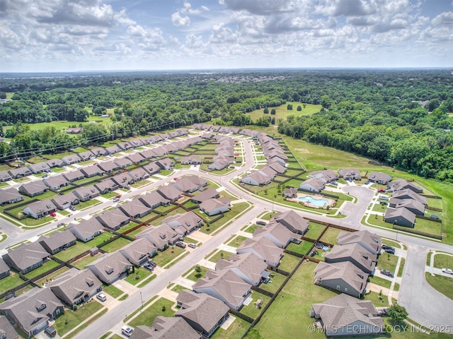 2008 E Union St, Broken Arrow, OK 74011 - aerial perspective of suburban area featuring a heavily wooded area