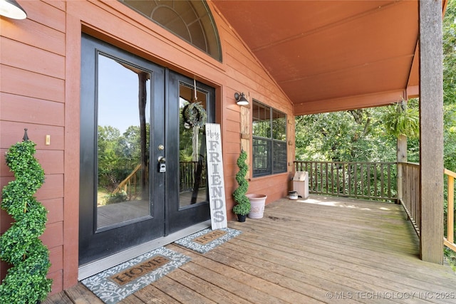14629 E 233rd St S, Webbers Falls, OK 74470 - wooden deck with french doors