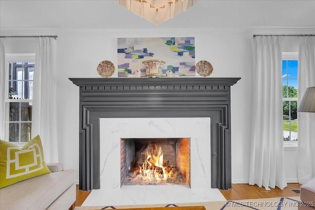 5824 S Louisville Ave, Tulsa, OK 74135 - detailed view of a high end fireplace and wood finished floors