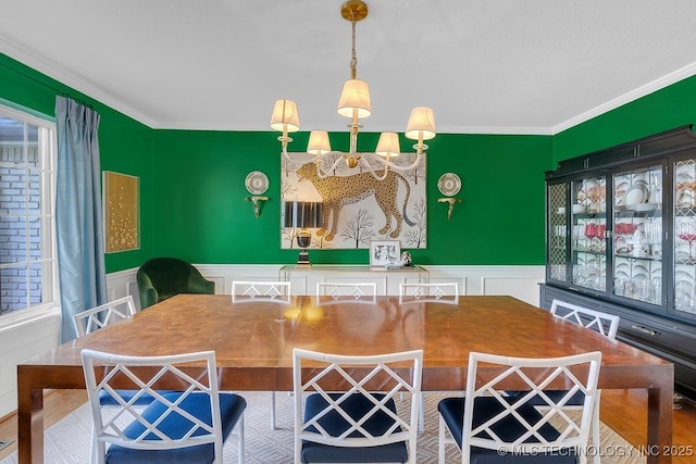 5824 S Louisville Ave, Tulsa, OK 74135 - dining room featuring ornamental molding, a decorative wall, and wainscoting