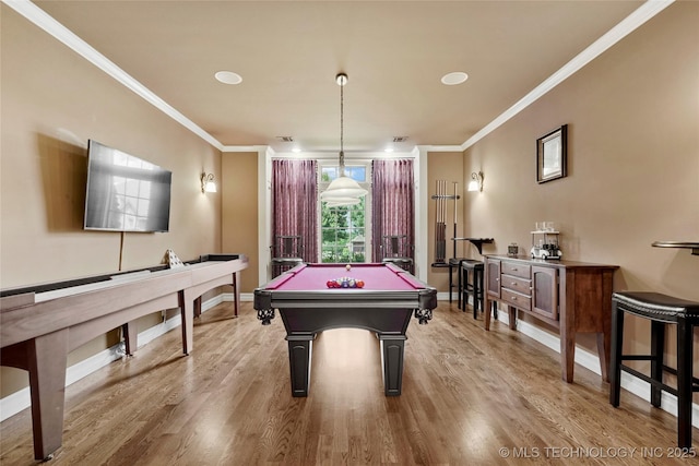 509 E Glendale St, Broken Arrow, OK 74011 - rec room with ornamental molding, wood finished floors, and billiards