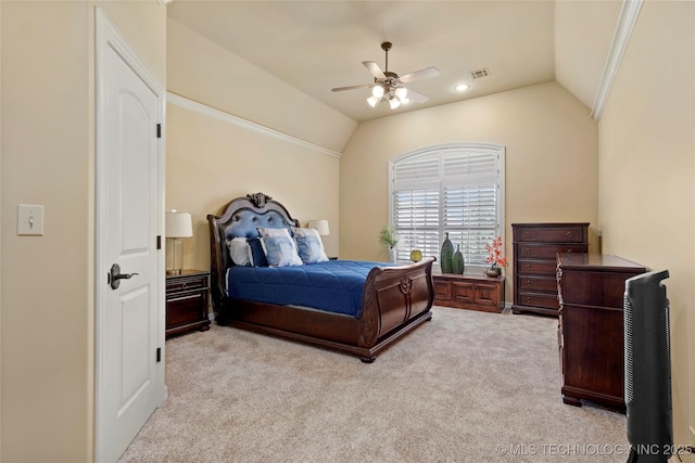 509 E Glendale St, Broken Arrow, OK 74011 - bedroom with lofted ceiling, light colored carpet, and ceiling fan