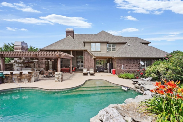 509 E Glendale St, Broken Arrow, OK 74011 - swimming pool with area for grilling, a pergola, a patio, and an outdoor hangout area