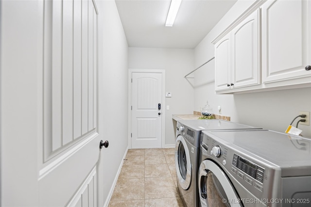 3604 W 109th St S, Jenks, OK 74037 - washroom with cabinet space, washer and clothes dryer, and light tile patterned floors