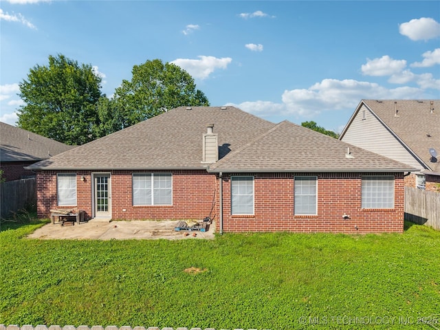 4728 S 196th Ave E, Broken Arrow, OK 74014 - back of property with a patio, roof with shingles, and brick siding