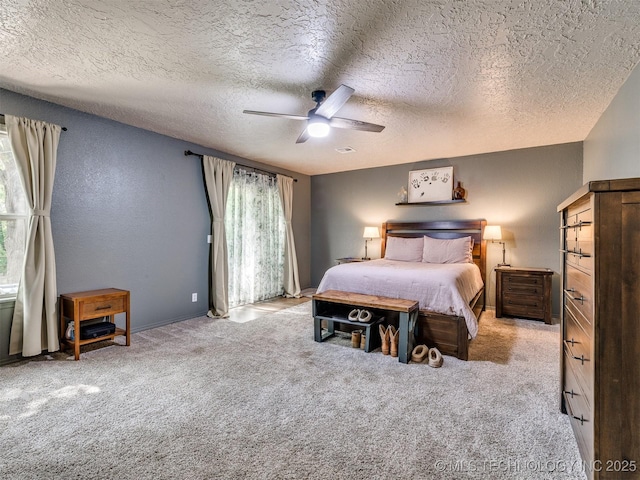 6708 S 5th St, Broken Arrow, OK 74011 - bedroom featuring carpet floors, ceiling fan, and a textured ceiling