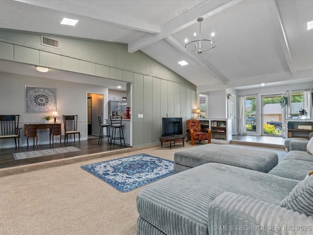 6725 Dorsett Dr, Bartlesville, OK 74006 - living room featuring a chandelier and carpet
