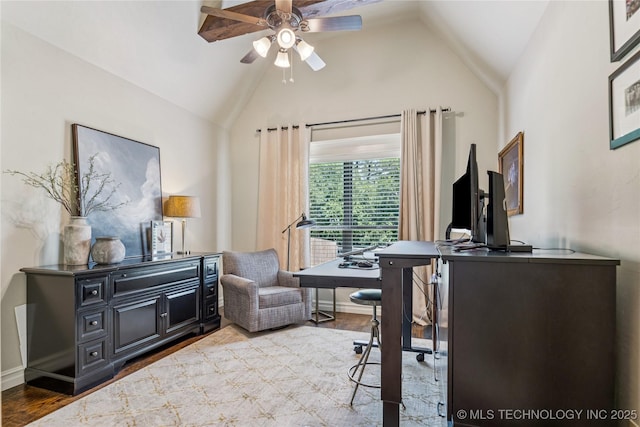 11029 S Kennedy St, Jenks, OK 74037 - office with ceiling fan, wood finished floors, and high vaulted ceiling