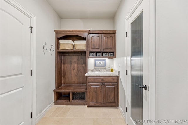 11029 S Kennedy St, Jenks, OK 74037 - mudroom with baseboards and light tile patterned floors