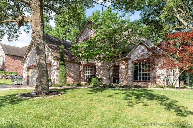 12511 S 18th Cir E, Jenks, OK 74037 - view of front of house featuring brick siding, a front yard, driveway, and an attached garage