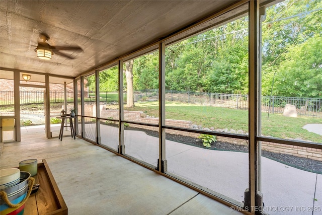12511 S 18th Cir E, Jenks, OK 74037 - unfurnished sunroom featuring plenty of natural light and a ceiling fan