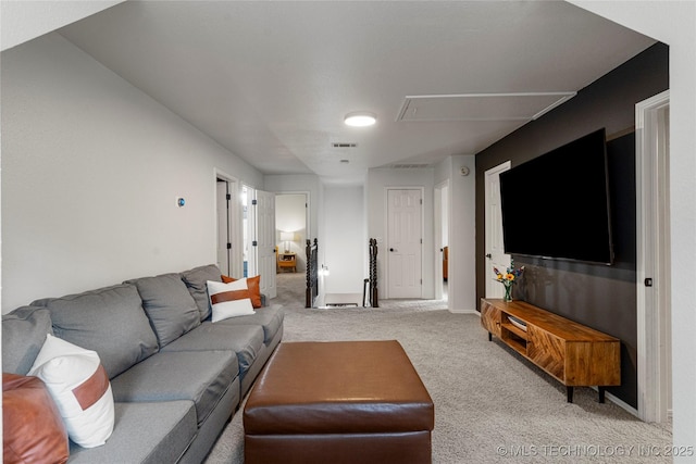 12511 S 18th Cir E, Jenks, OK 74037 - carpeted living room featuring attic access