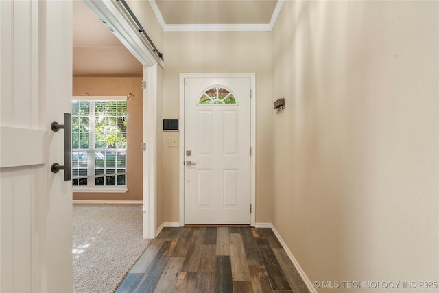 12522 S Cedar Ave, Jenks, OK 74037 - entrance foyer featuring ornamental molding and dark wood-style flooring
