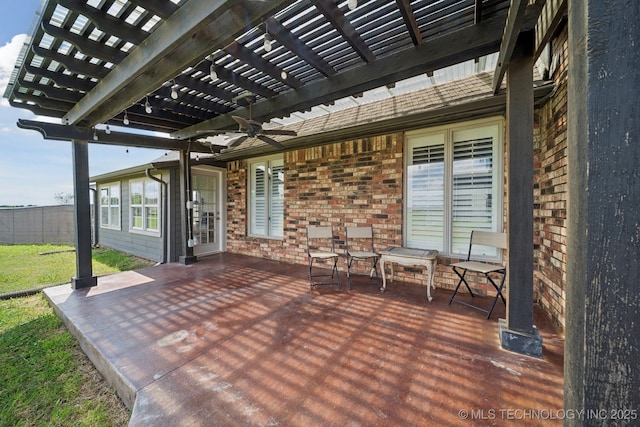 8120 E 112th St, Owasso, OK 74055 - view of patio / terrace featuring a pergola and a ceiling fan