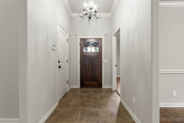 3712 W 107th Ct, Jenks, OK 74037 - foyer featuring a chandelier and crown molding
