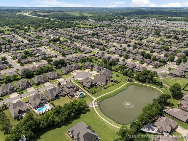 3712 W 107th Ct, Jenks, OK 74037 - aerial view of property and surrounding area with a large body of water and nearby suburban area