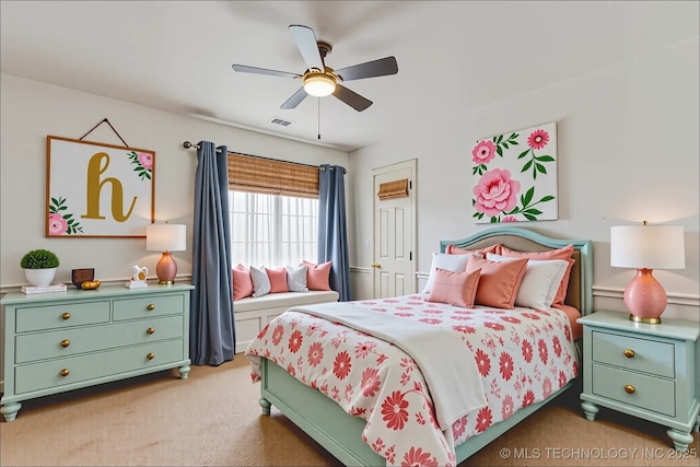 3220 N 3rd Pl, Broken Arrow, OK 74012 - bedroom featuring light carpet and ceiling fan