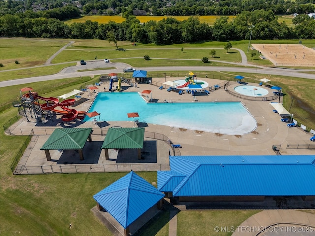 3220 N 3rd Pl, Broken Arrow, OK 74012 - aerial view of a tree filled landscape and a pool area