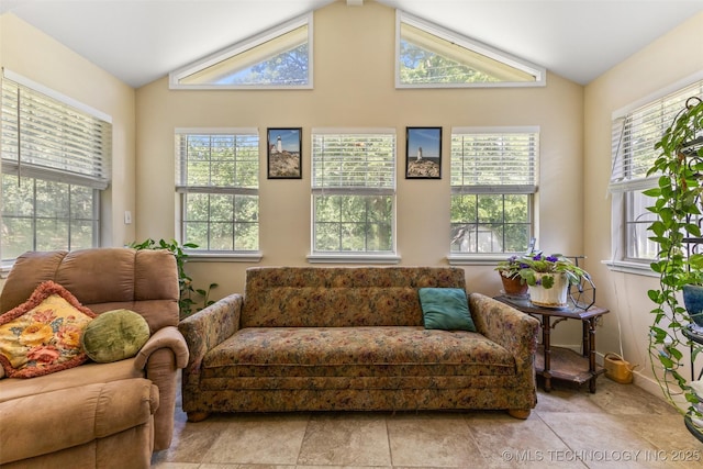 3811 Broadway Ct, Ada, OK 74820 - living room featuring plenty of natural light and vaulted ceiling