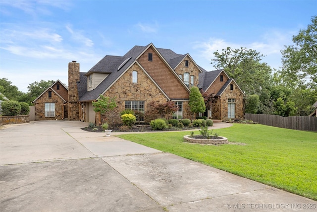 1505 Augusta, Ada, OK 74820 - craftsman house featuring stone siding, driveway, a chimney, and a garage
