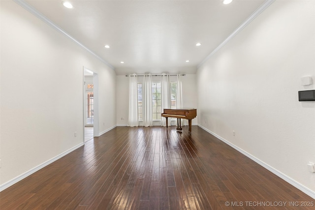 1505 Augusta, Ada, OK 74820 - unfurnished room featuring ornamental molding, dark wood-type flooring, and recessed lighting