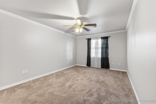 1505 Augusta, Ada, OK 74820 - unfurnished room with ornamental molding, a ceiling fan, and carpet