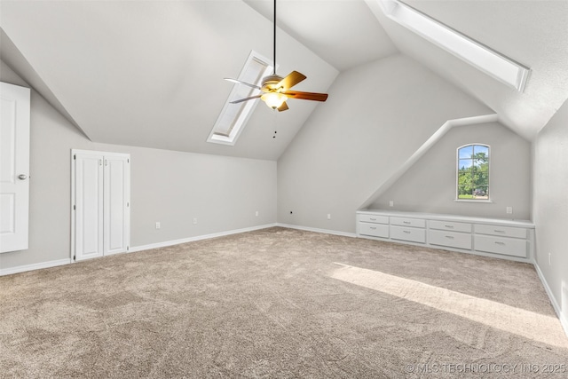 1505 Augusta, Ada, OK 74820 - bonus room featuring a skylight, lofted ceiling, light colored carpet, and a ceiling fan