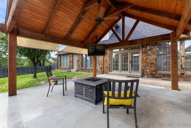 1505 Augusta, Ada, OK 74820 - view of patio with a fire pit and ceiling fan