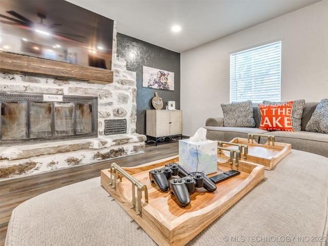 11 Port Duncan, Afton, OK 74331 - living room with wood finished floors and recessed lighting