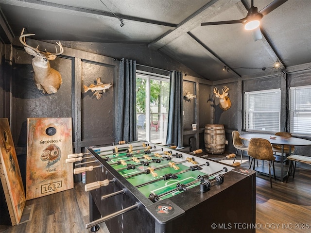 11 Port Duncan, Afton, OK 74331 - rec room featuring wood finished floors, ceiling fan, and a textured ceiling