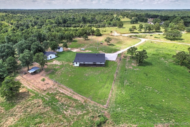 36619 W 141st St S, Bristow, OK 74010 - aerial overview of property's location with a forest and rural landscape