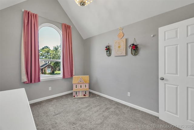 19912 E 36th St S, Broken Arrow, OK 74014 - recreation room with lofted ceiling and carpet flooring