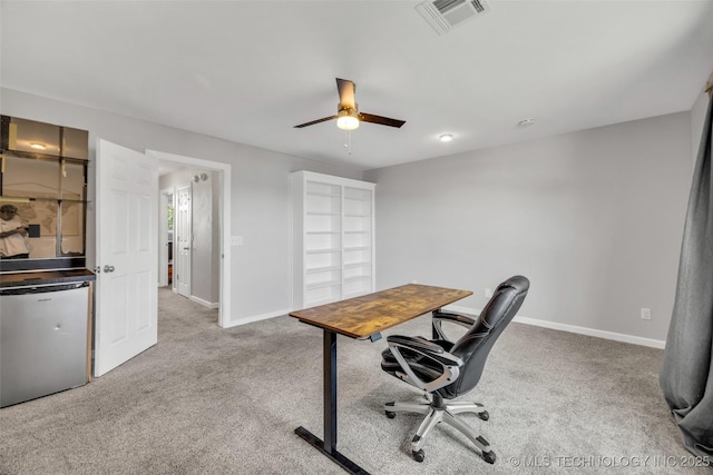 19912 E 36th St S, Broken Arrow, OK 74014 - carpeted office featuring a ceiling fan and baseboards