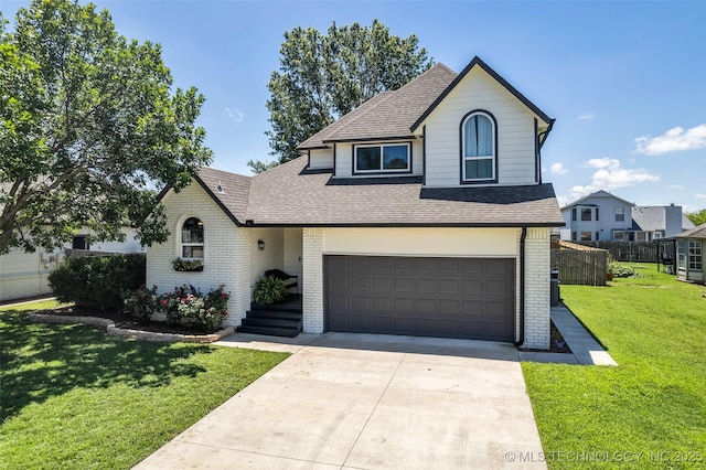19912 E 36th St S, Broken Arrow, OK 74014 - traditional-style home featuring brick siding, a shingled roof, concrete driveway, and a garage