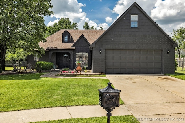 14900 E 88th St N, Owasso, OK 74055 - view of front of property with brick siding, driveway, an attached garage, and a shingled roof