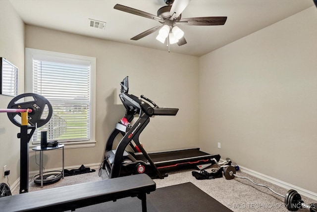10611 N 159th E Ave, Owasso, OK 74055 - exercise area featuring a ceiling fan and carpet