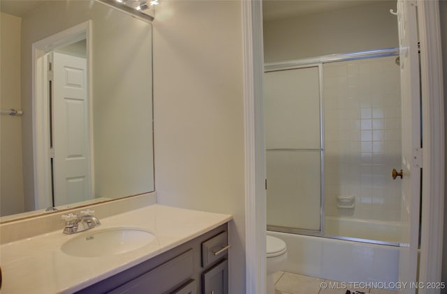 1420 S Frisco Ave Unit 6, Tulsa, OK 74119 - bathroom with vanity, shower / bath combination with glass door, and tile patterned flooring