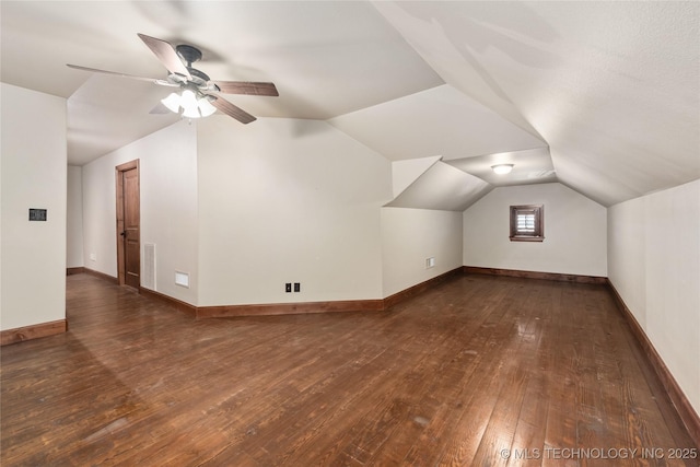 13380 S Garrett St, Sapulpa, OK 74066 - additional living space with wood-type flooring, vaulted ceiling, and a ceiling fan