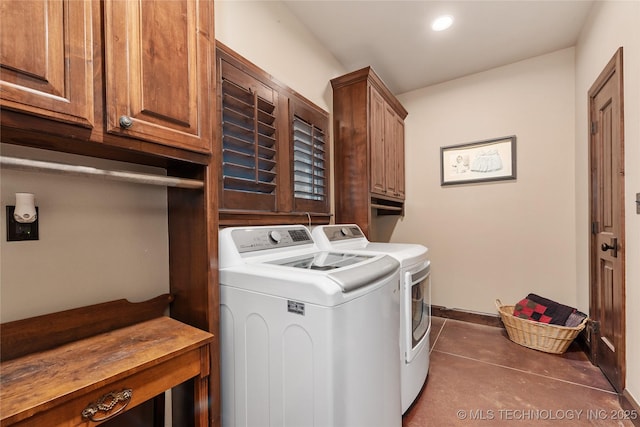 13380 S Garrett St, Sapulpa, OK 74066 - washroom with independent washer and dryer, cabinet space, and recessed lighting