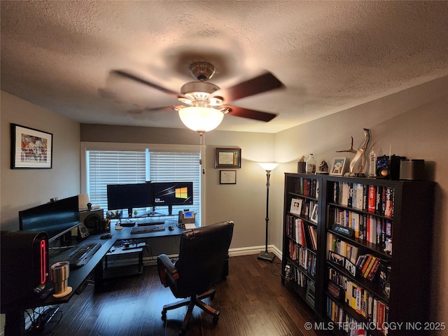 610 W Delaware St, Tahlequah, OK 74464 - office space featuring a textured ceiling, a ceiling fan, and wood finished floors