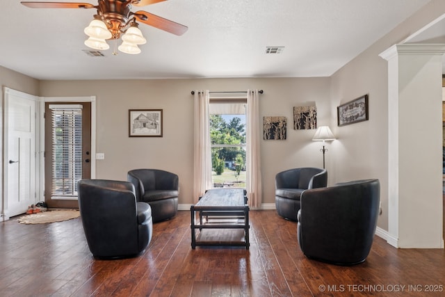 30150 S County Road 4430, Stigler, OK 74462 - living room with a ceiling fan and hardwood / wood-style flooring