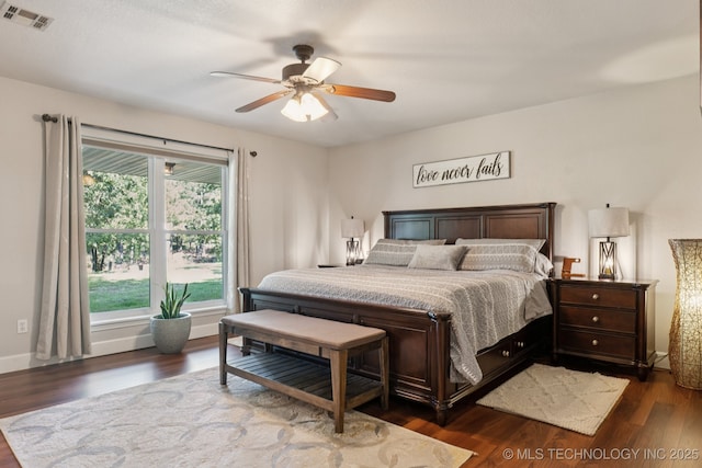 30150 S County Road 4430, Stigler, OK 74462 - bedroom with dark wood-style flooring and ceiling fan