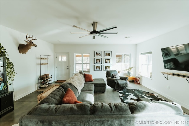 348550 E Parkside Dr, Pawnee, OK 74058 - living room with healthy amount of natural light and a ceiling fan
