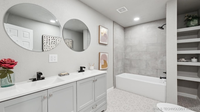 4010 E Harris, Muskogee, OK 74403 - bathroom featuring double vanity,  shower combination, and recessed lighting