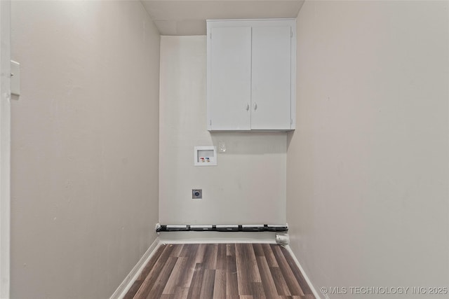 1624 7th NW, Ardmore, OK 73401 - laundry area featuring hookup for a washing machine, cabinet space, wood finished floors, and electric dryer hookup