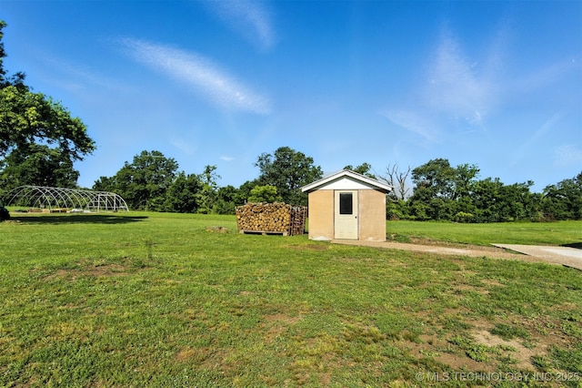27719 S 610th Rd, Bunch, OK 74931 - view of green lawn featuring a shed