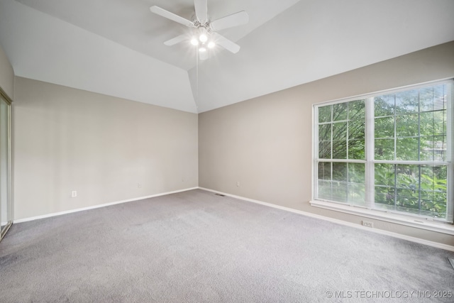 5117 E 89th St, Tulsa, OK 74137 - unfurnished room with carpet, ceiling fan, and vaulted ceiling