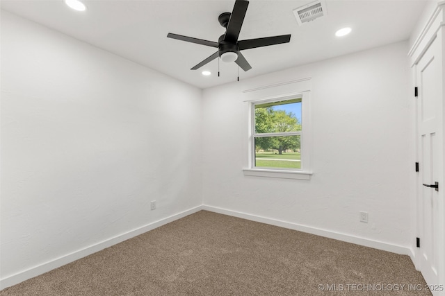 16355 County Road 1586, Ada, OK 74820 - carpeted spare room featuring a ceiling fan and recessed lighting