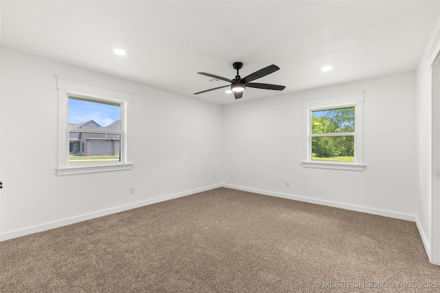 16355 County Road 1586, Ada, OK 74820 - carpeted spare room with recessed lighting and a ceiling fan